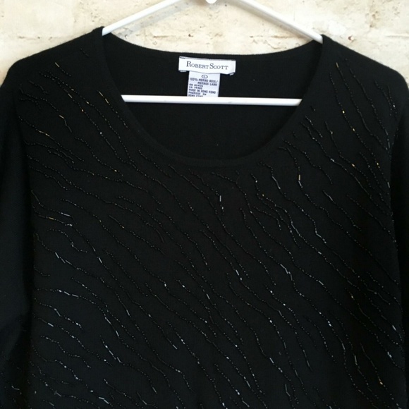 Robert Scott Beaded Wool Sweater - Picture 2 of 6